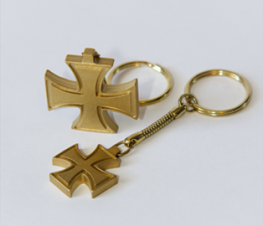 Hochwertiger Schlüsselanhänger Eisernes Kreuz (Messing) 2 Größen